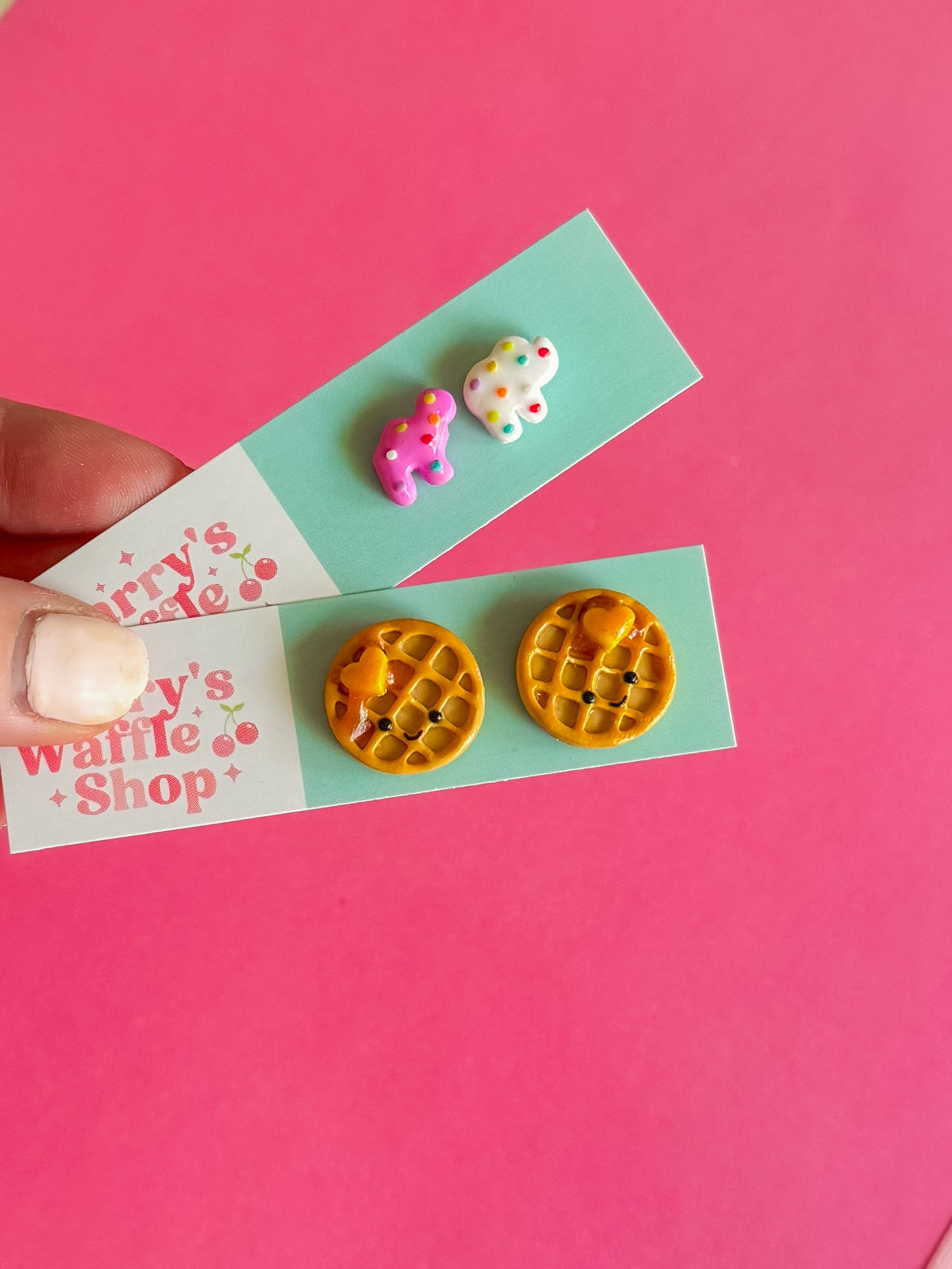 Waffle Stud Earrings | Clay Earrings