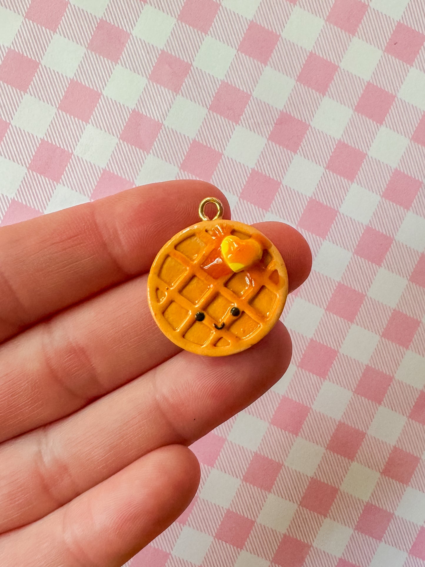 Waffle Charm Necklace | Clay Charm Necklace