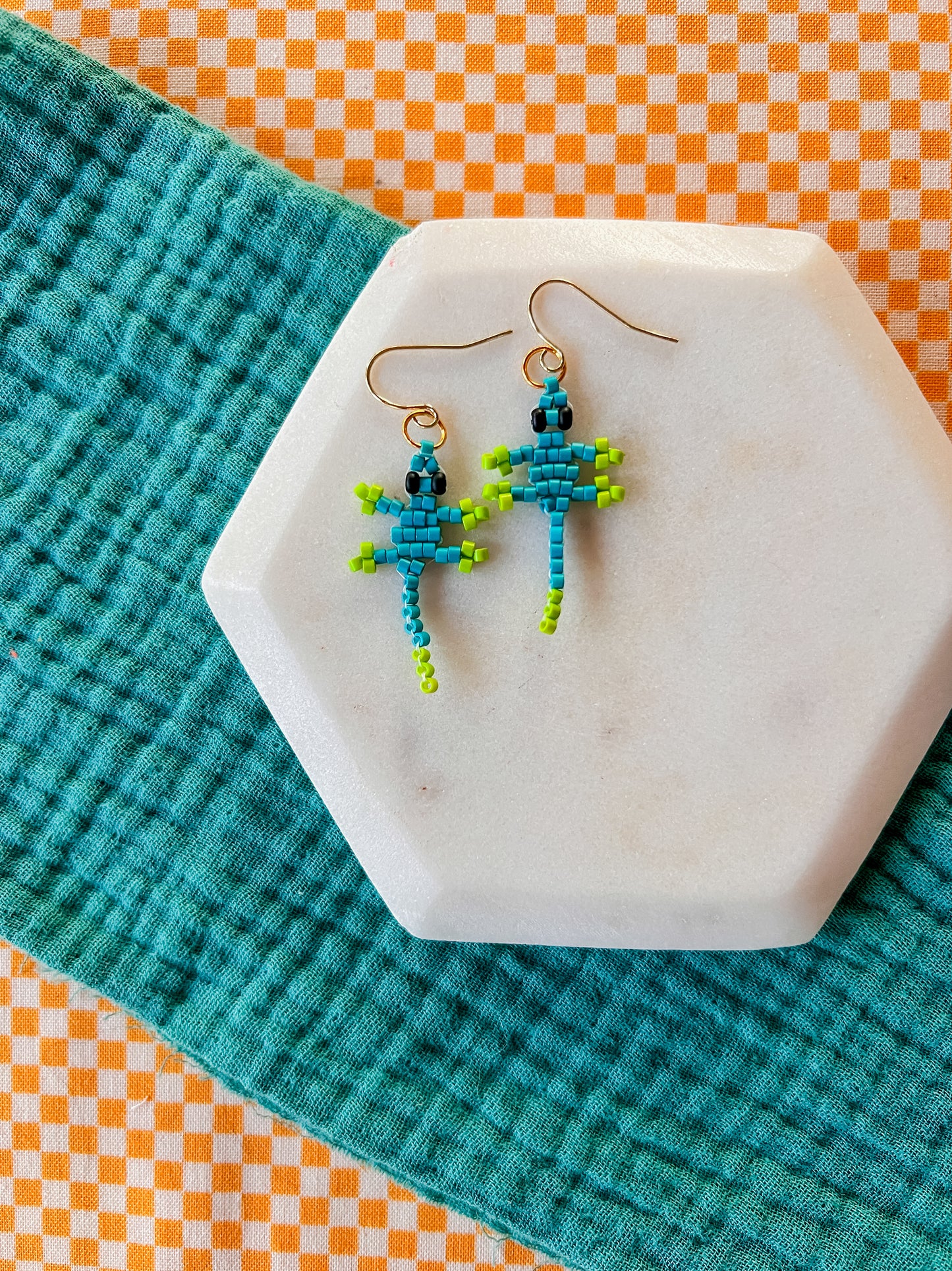 Lizzy Lizard Earrings | Hand Beaded Earrings