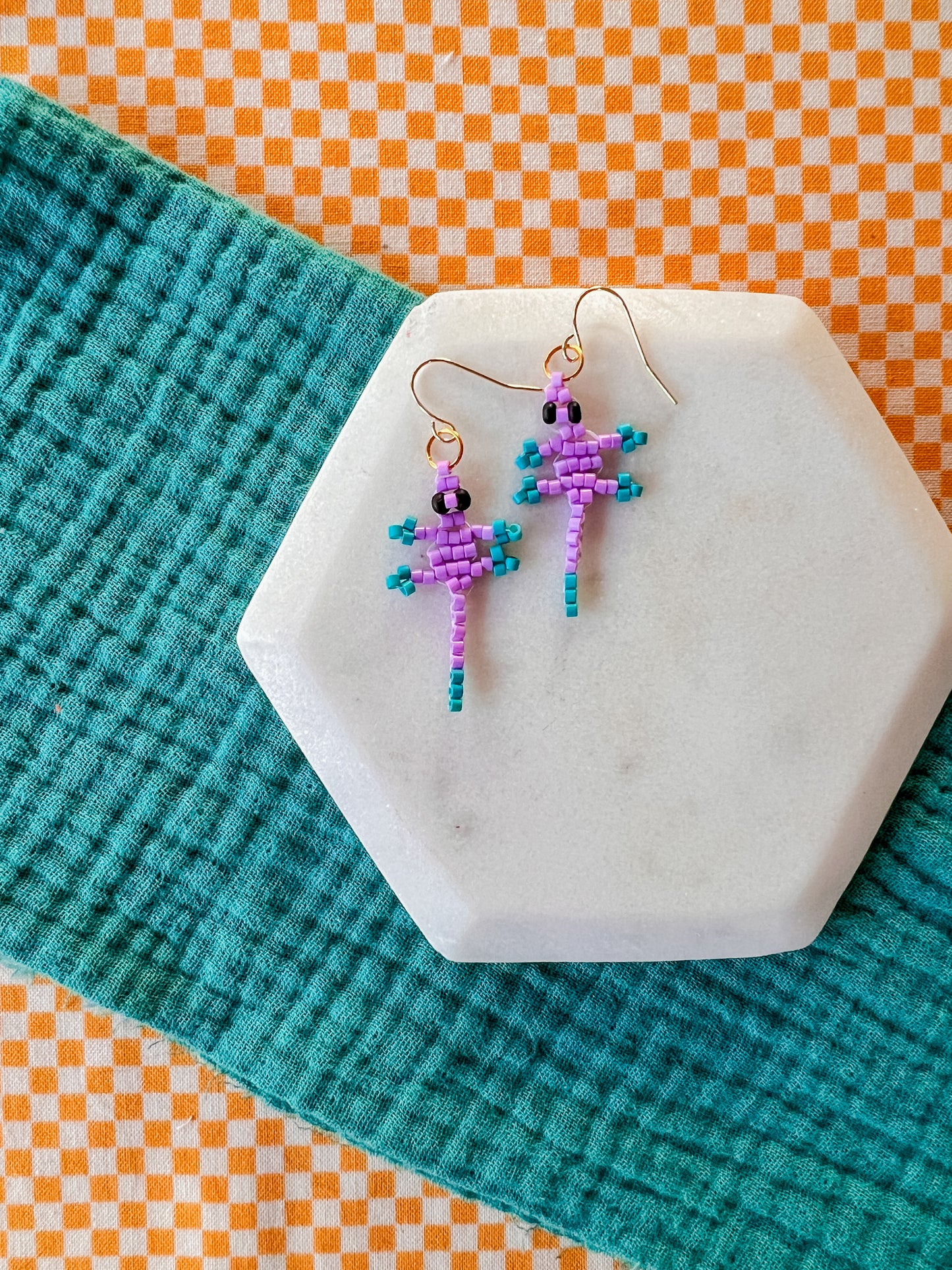 Lizzy Lizard Earrings | Hand Beaded Earrings