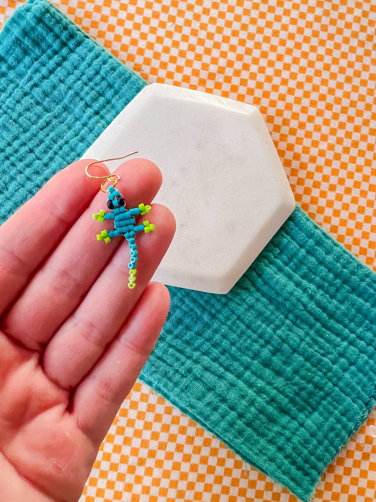 Lizzy Lizard Earrings | Hand Beaded Earrings