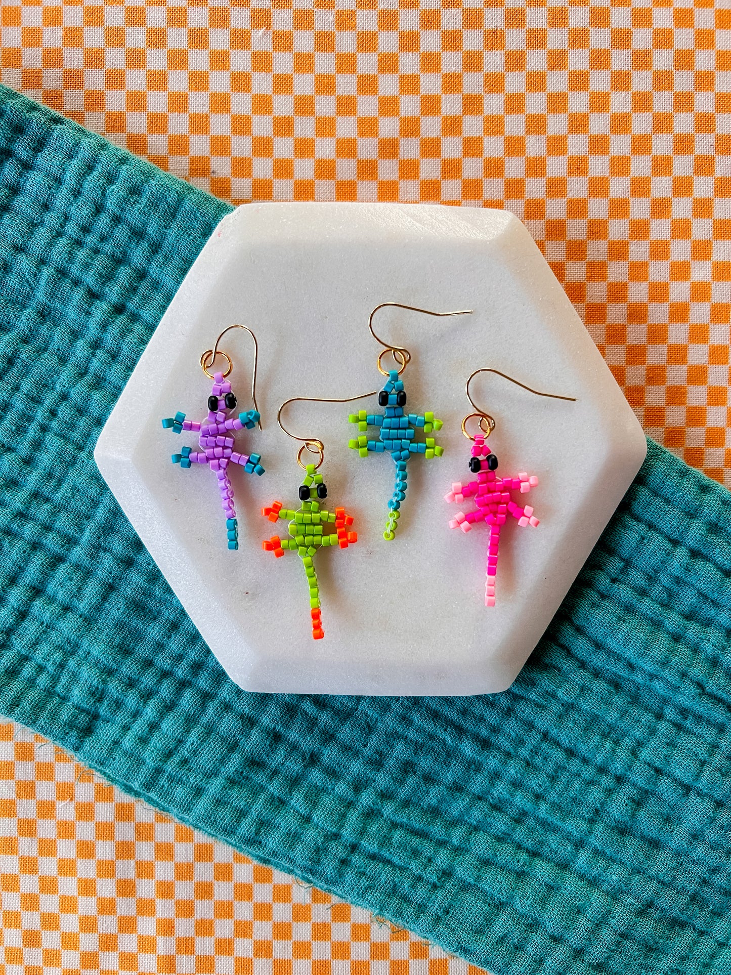 Lizzy Lizard Earrings | Hand Beaded Earrings
