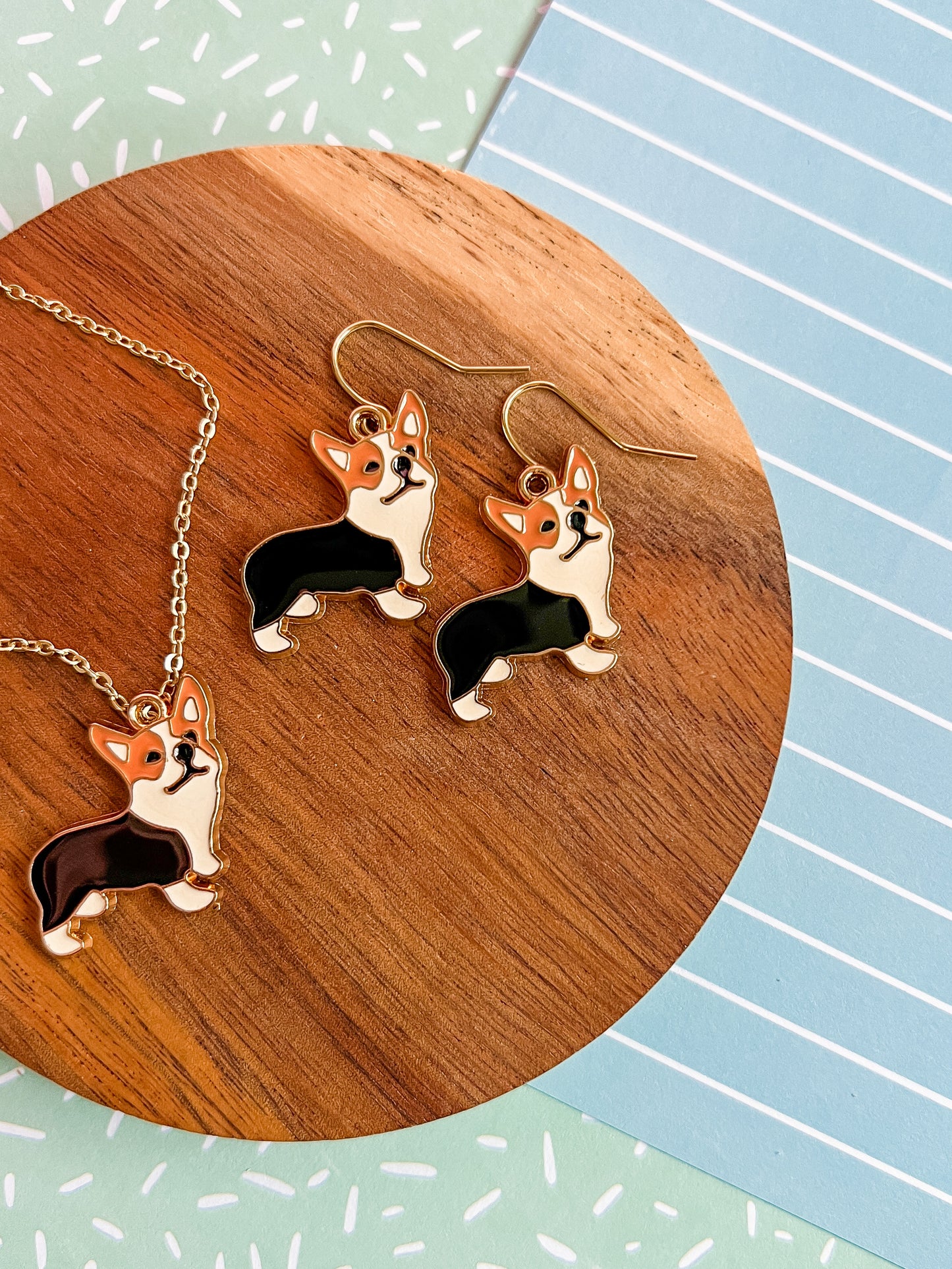 Clara the Corgi Necklace and Earrings