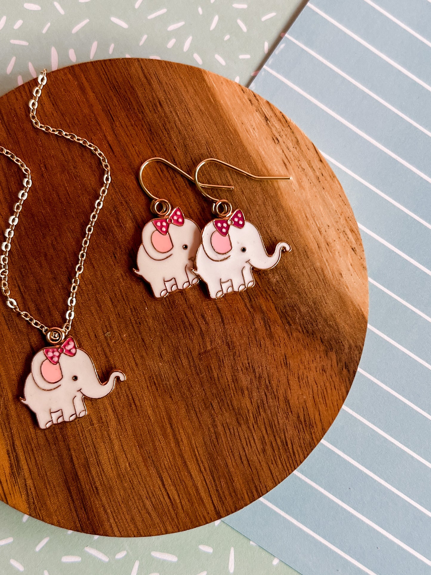 Emma the Elephant Necklace and Earrings