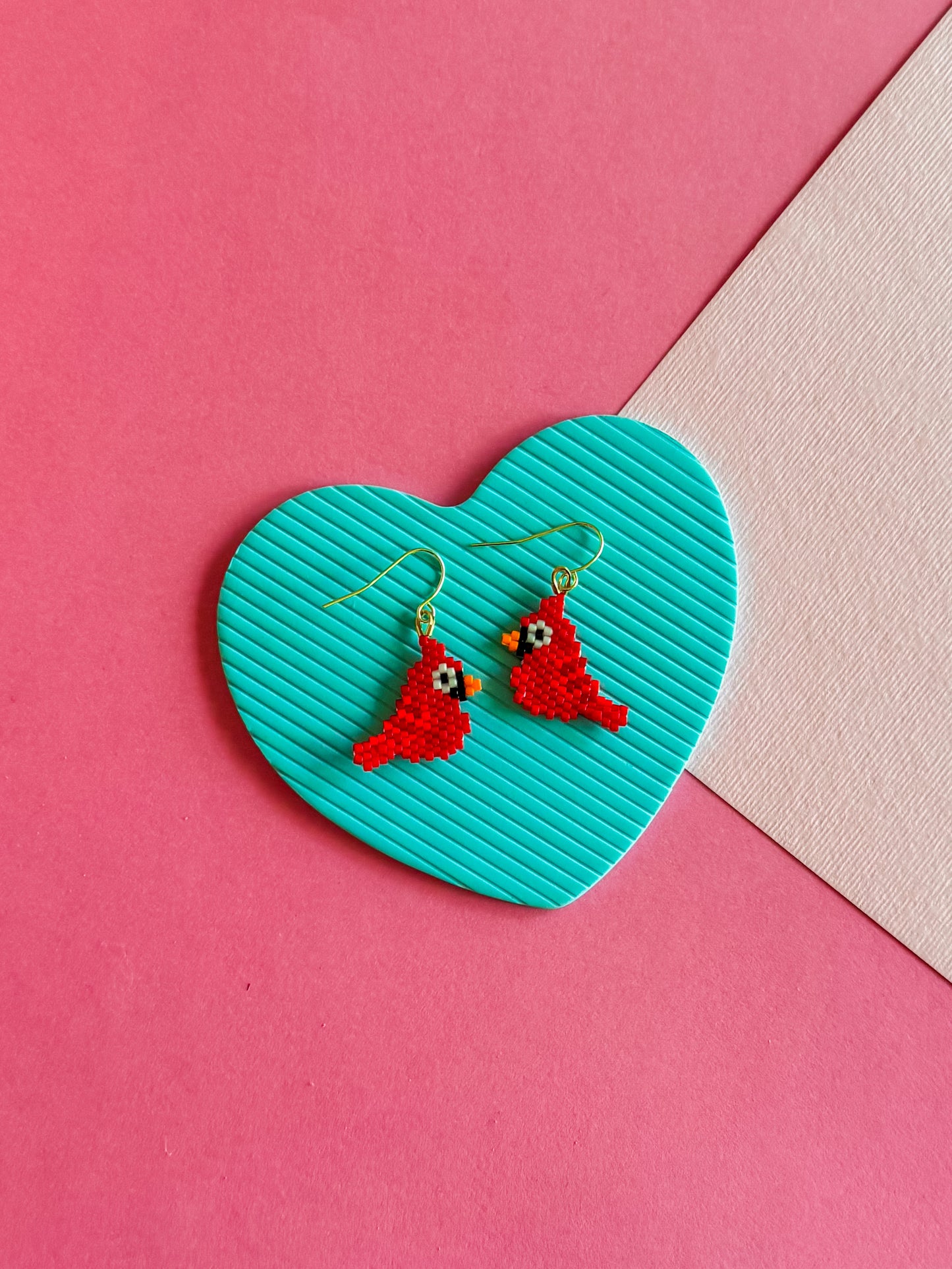 Cindy the Cardinal | Beaded Earrings