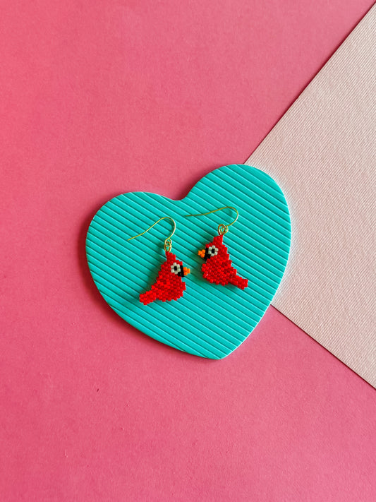 Cindy the Cardinal | Beaded Earrings