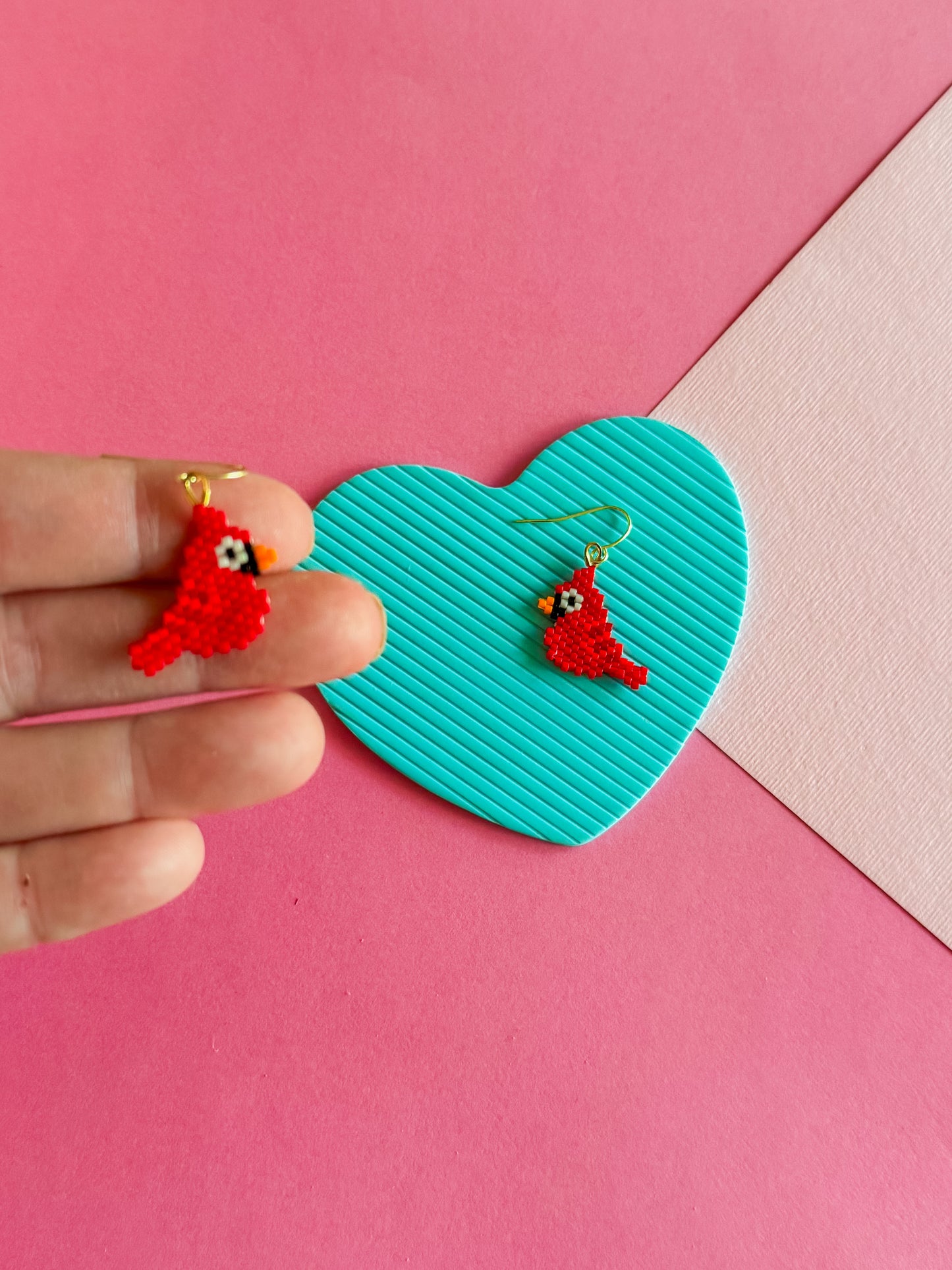 Cindy the Cardinal | Beaded Earrings