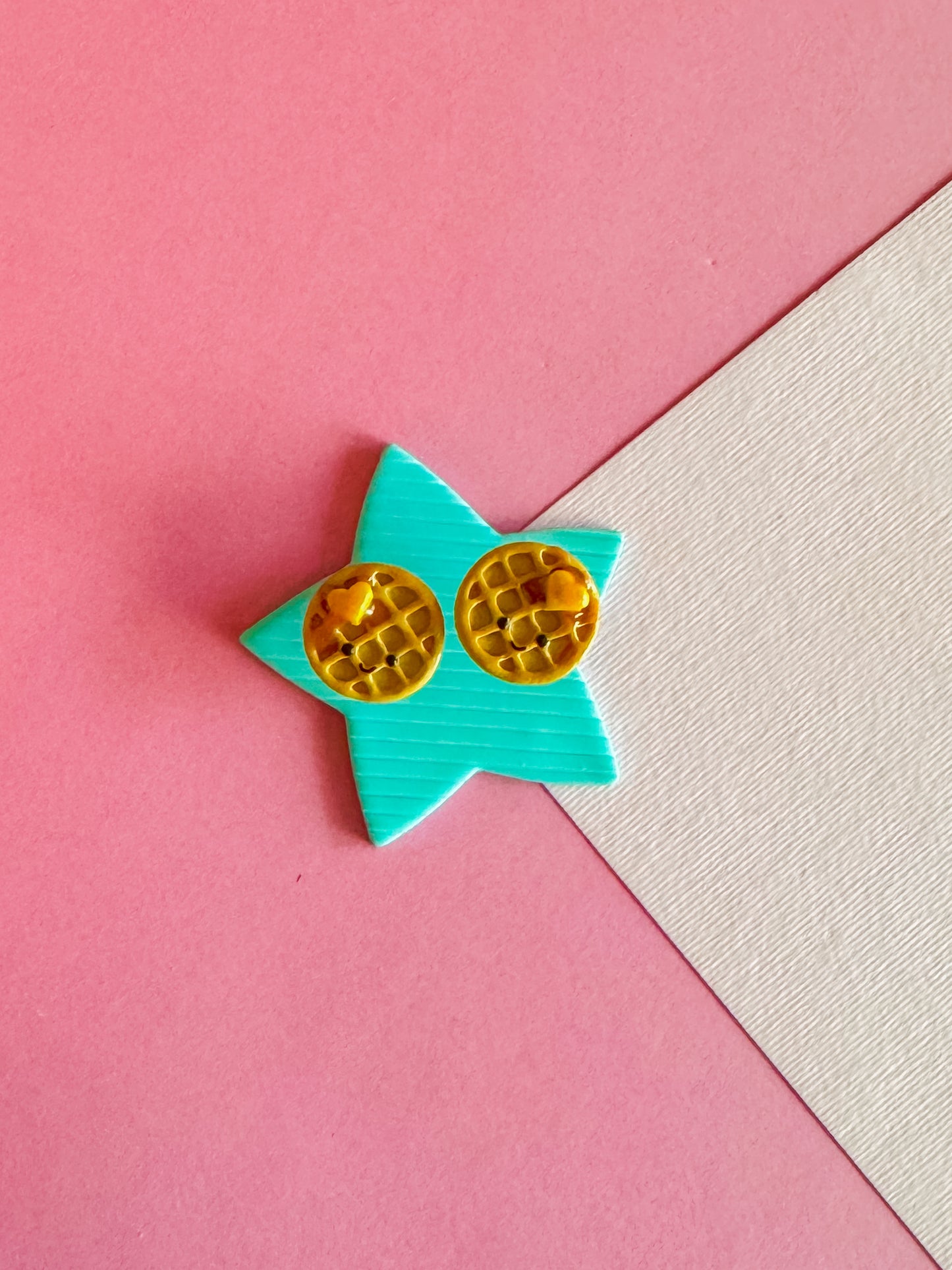 Waffle Stud Earrings | Clay Earrings
