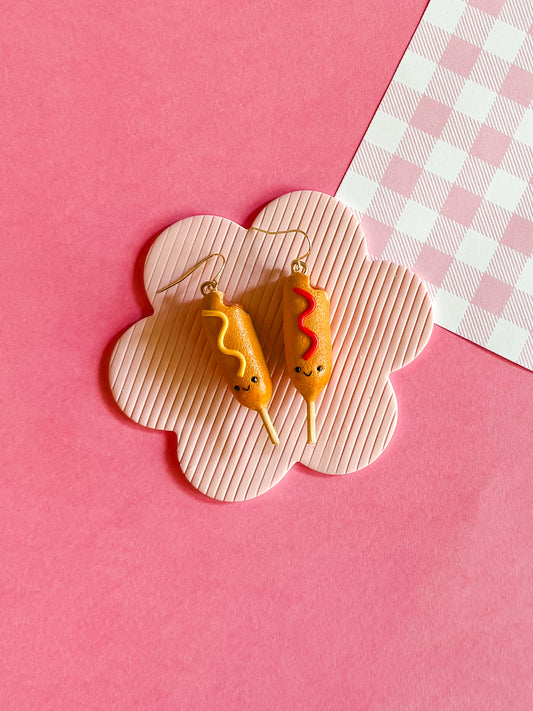Corn Dog Earrings - Polymer Clay Earrings