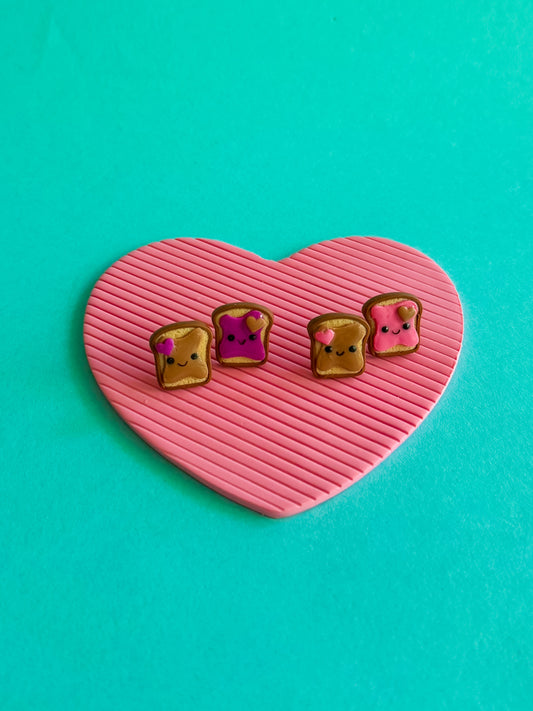 Peanut Butter and Jelly Stud Earrings | Clay Earrings