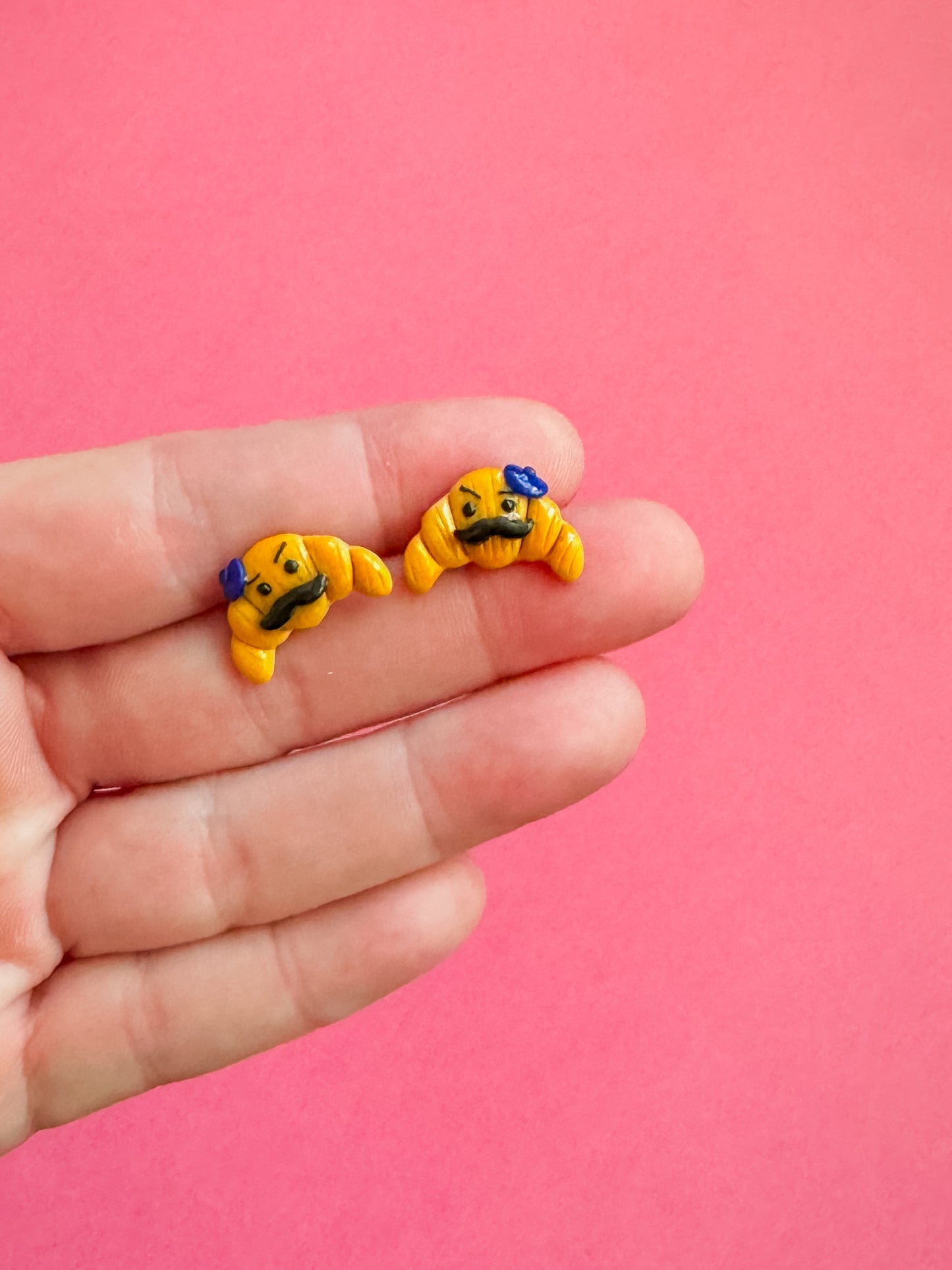 French Croissant Stud Earrings | Clay Earrings
