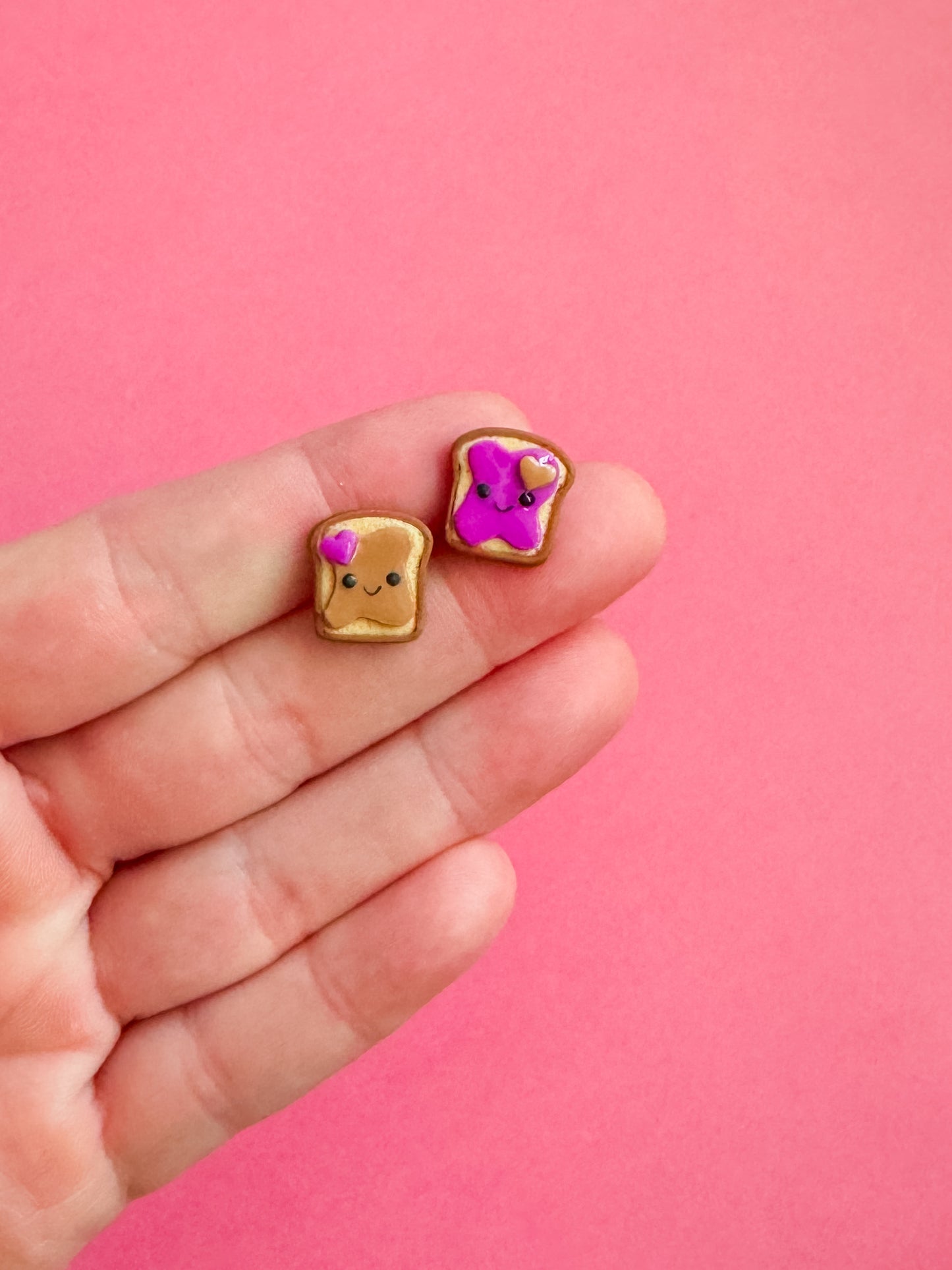 Peanut Butter and Jelly Stud Earrings | Clay Earrings