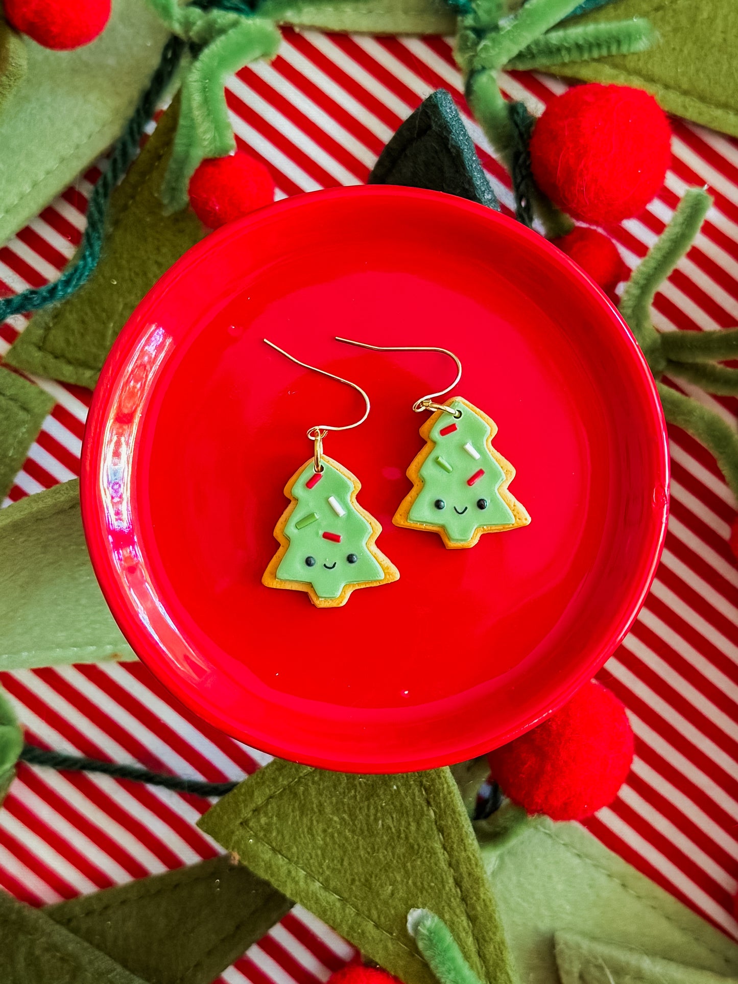 Sugar Cookie Tree Earrings | Clay Christmas Earrings