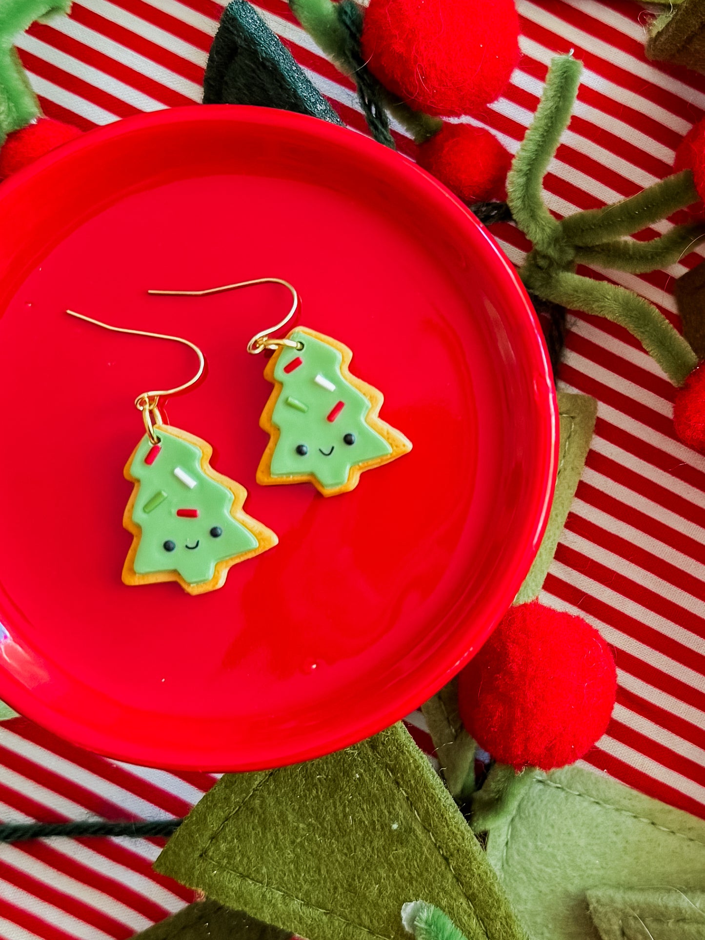 Sugar Cookie Tree Earrings | Clay Christmas Earrings