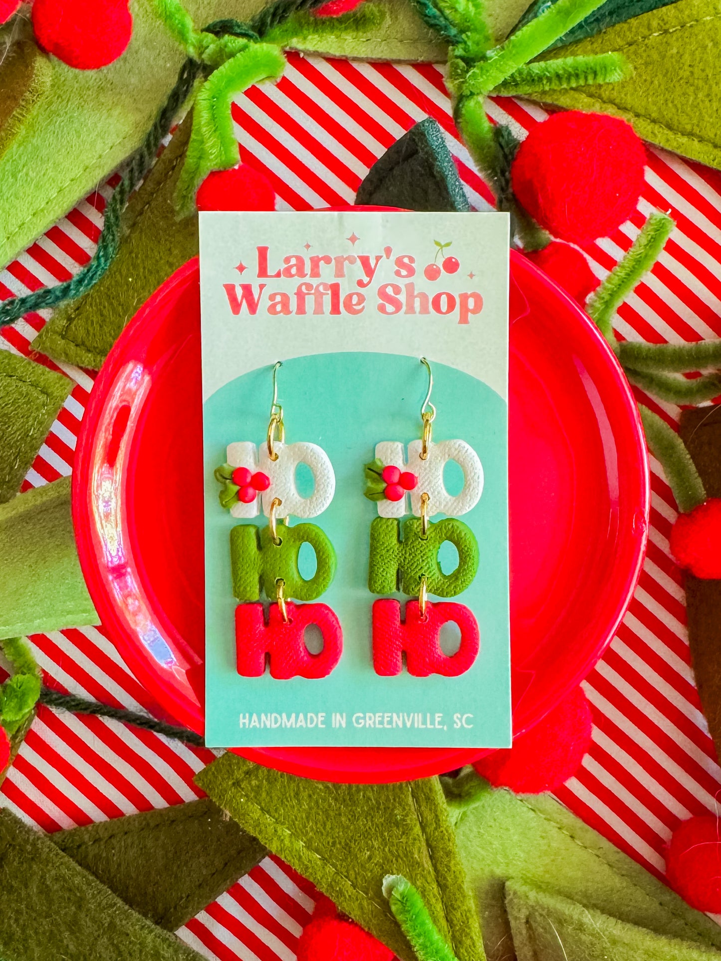 Ho Ho Ho Earrings | Clay Christmas Earrings