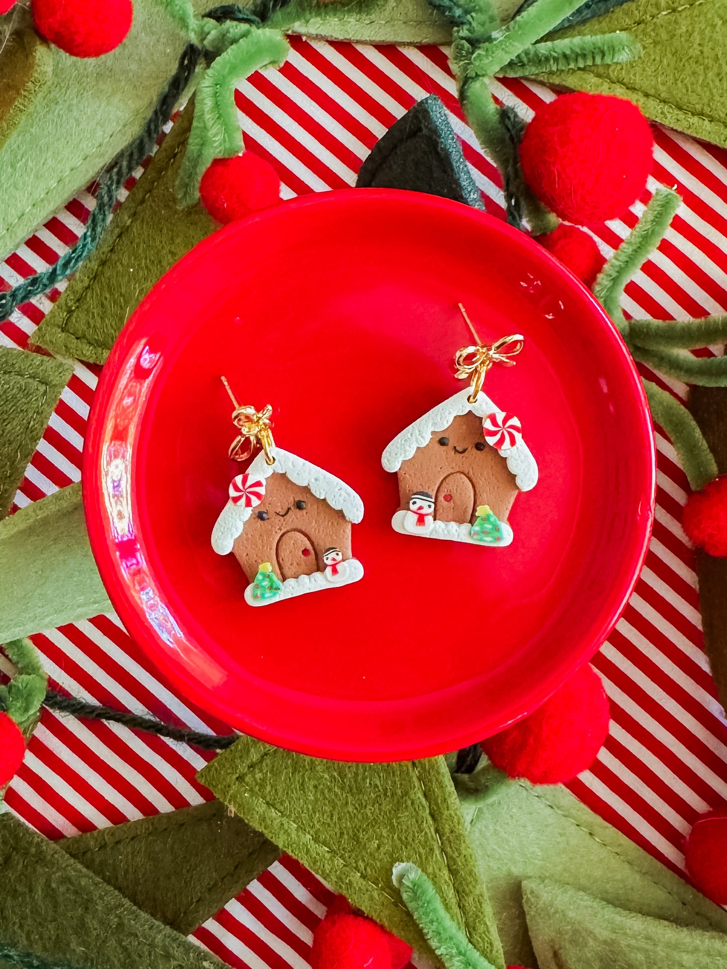Gingerbread House Earrings | Clay Christmas Earrings