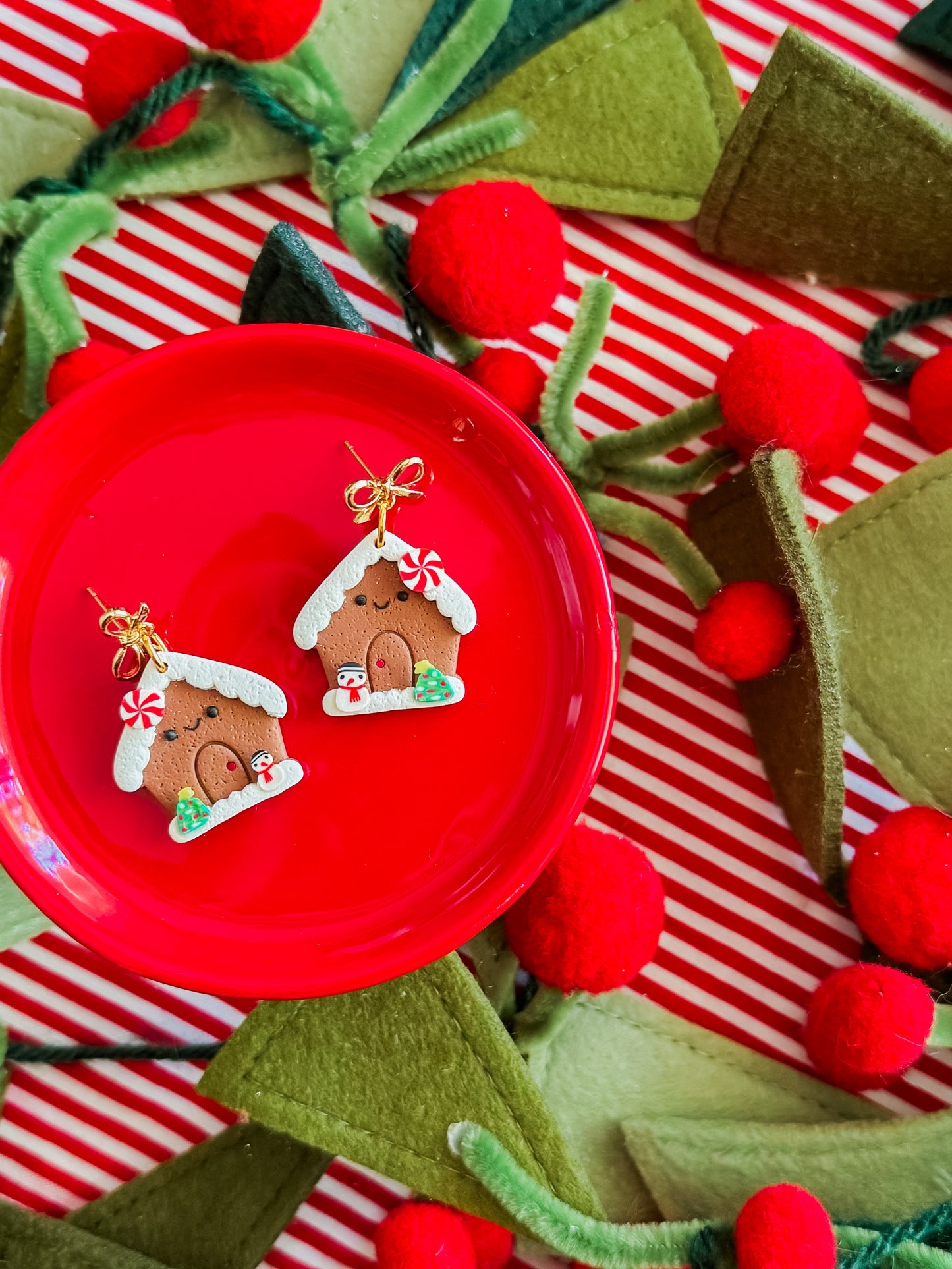 Gingerbread House Earrings | Clay Christmas Earrings