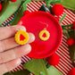Red Tree Cookie Earrings | Clay Christmas Earrings