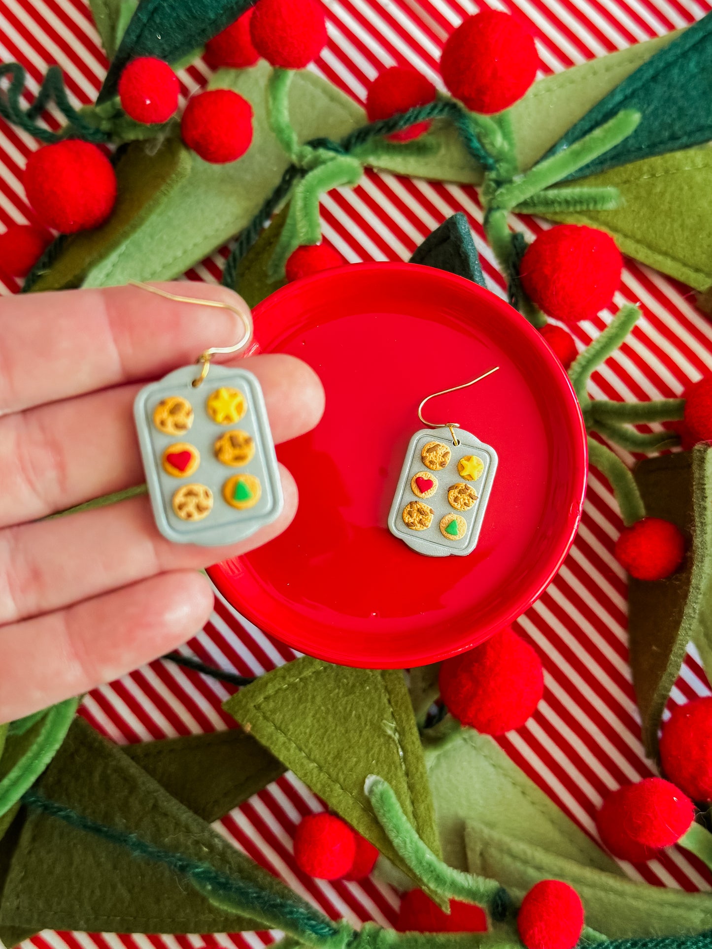 Cookie Sheet Earrings | Clay Christmas Earrings