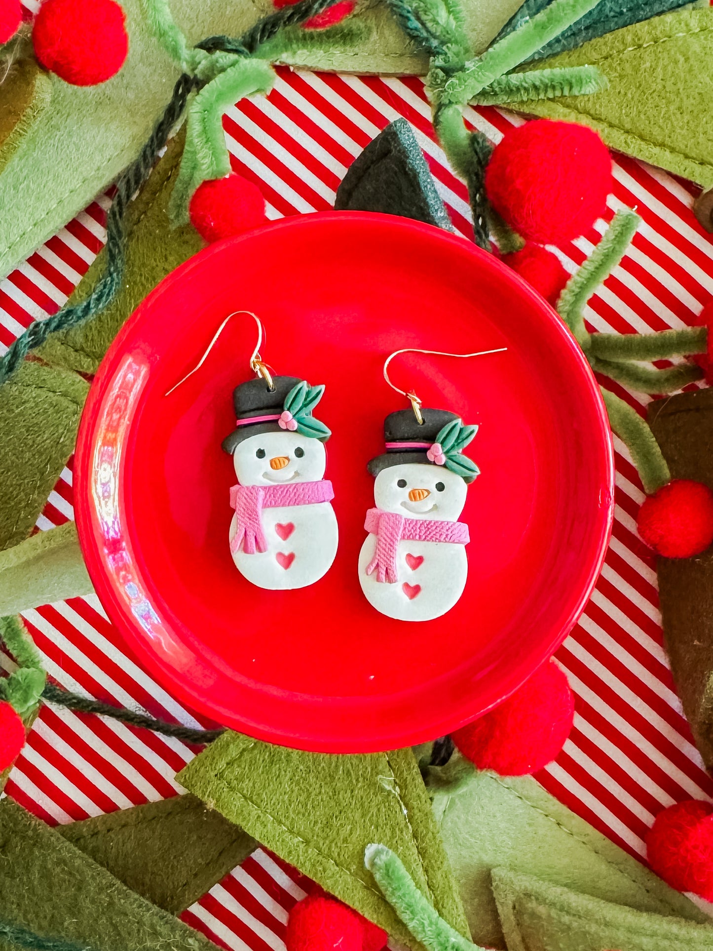 Snowman Earrings | Clay Christmas Earrings