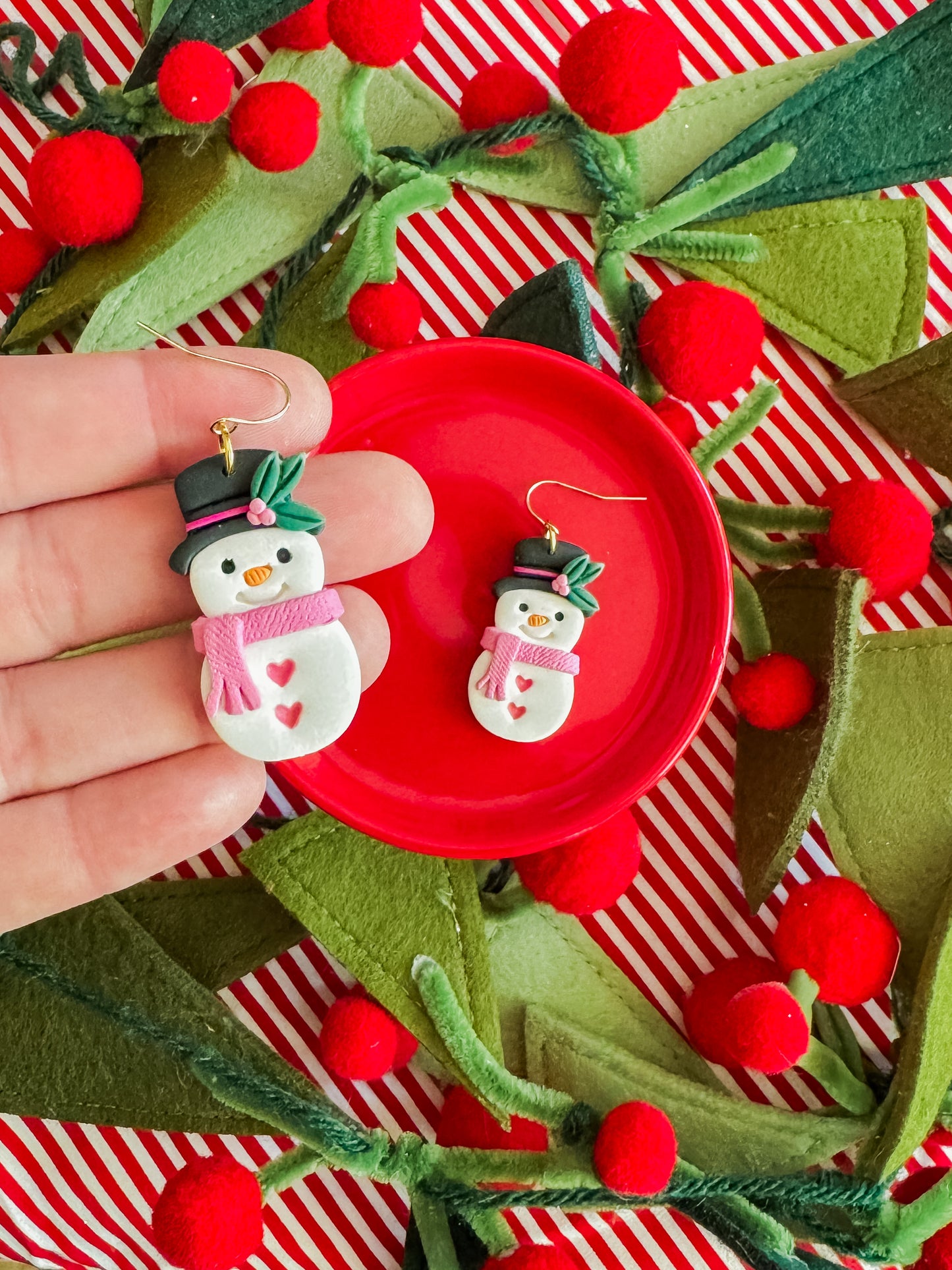 Snowman Earrings | Clay Christmas Earrings