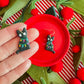 Christmas Light Cat | Clay Earrings