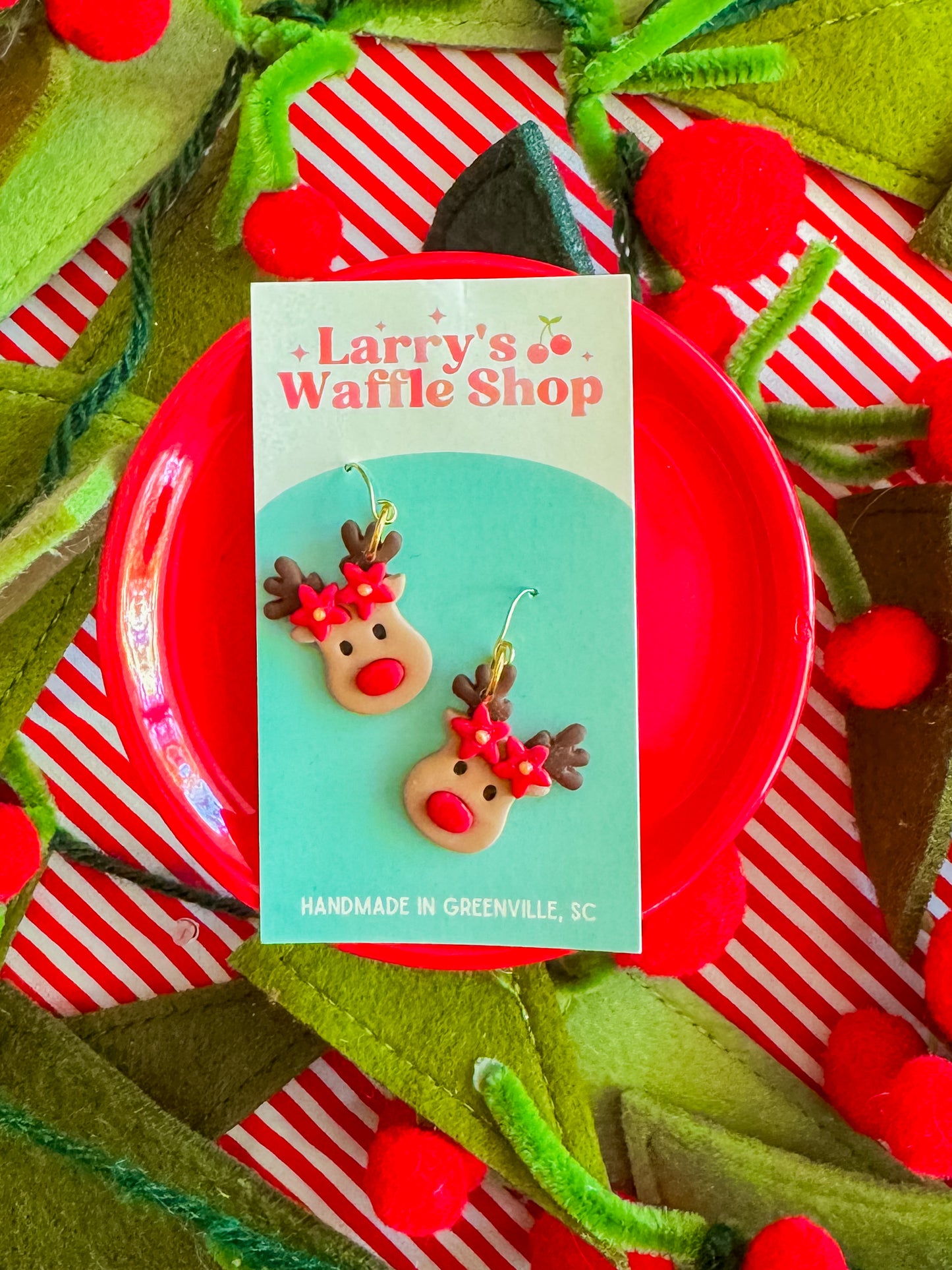 Reindeer Earrings | Clay Christmas Earrings