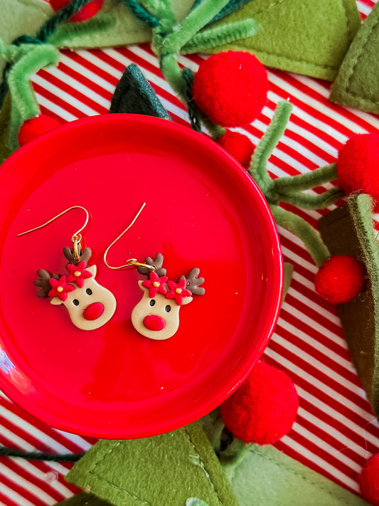 Reindeer Earrings | Clay Christmas Earrings