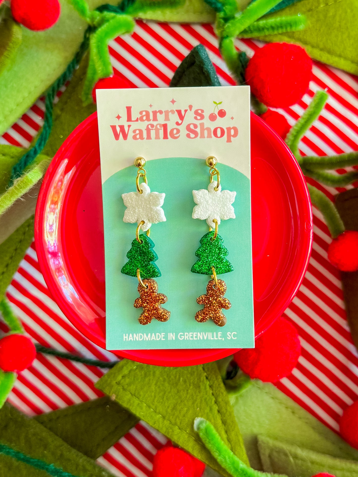 Glitter Trio | Clay Christmas Earrings