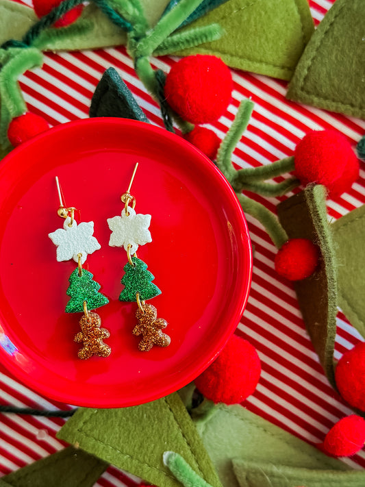 Glitter Trio | Clay Christmas Earrings