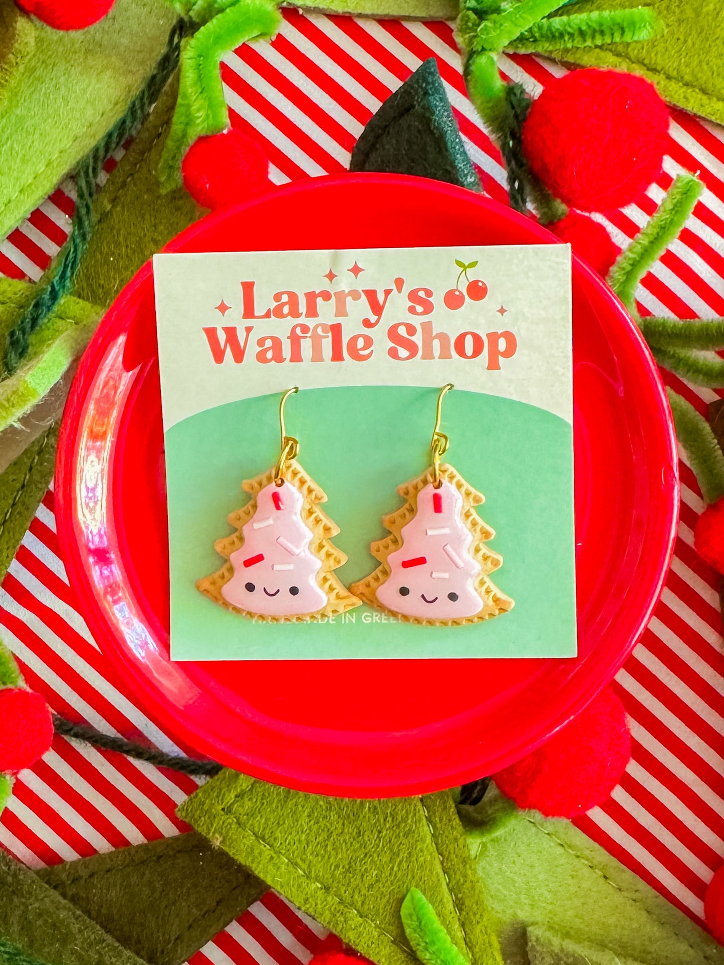 Christmas Tree Pop Tart Earrings | Clay Christmas Earrings