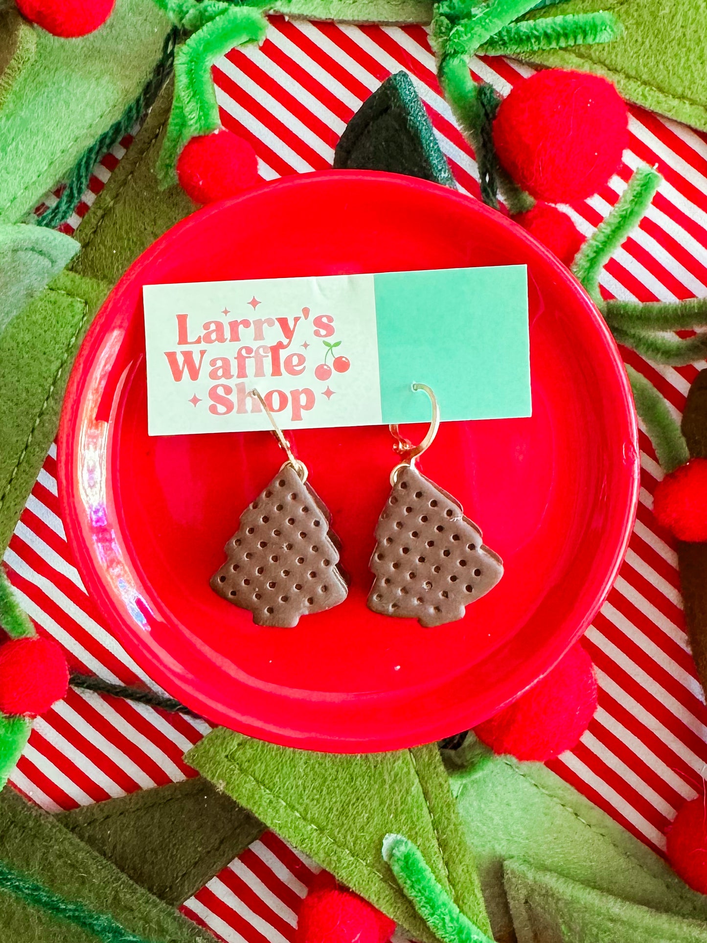 Neapolitan Ice Cream Sandwich Christmas Tree | Clay Earrings