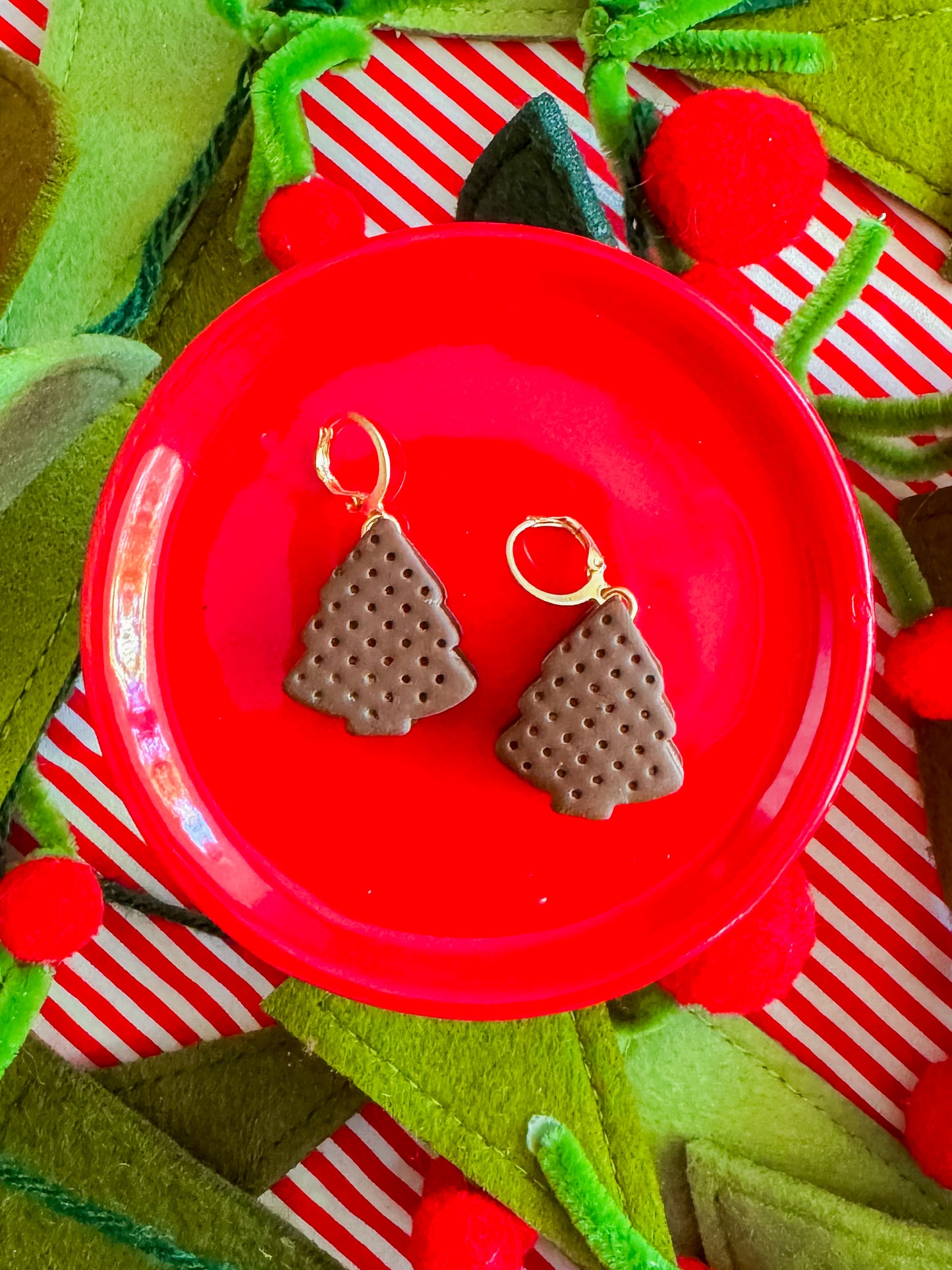 Neapolitan Ice Cream Sandwich Christmas Tree | Clay Earrings