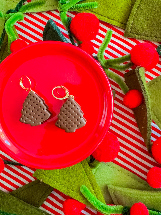 Neapolitan Ice Cream Sandwich Christmas Tree | Clay Earrings