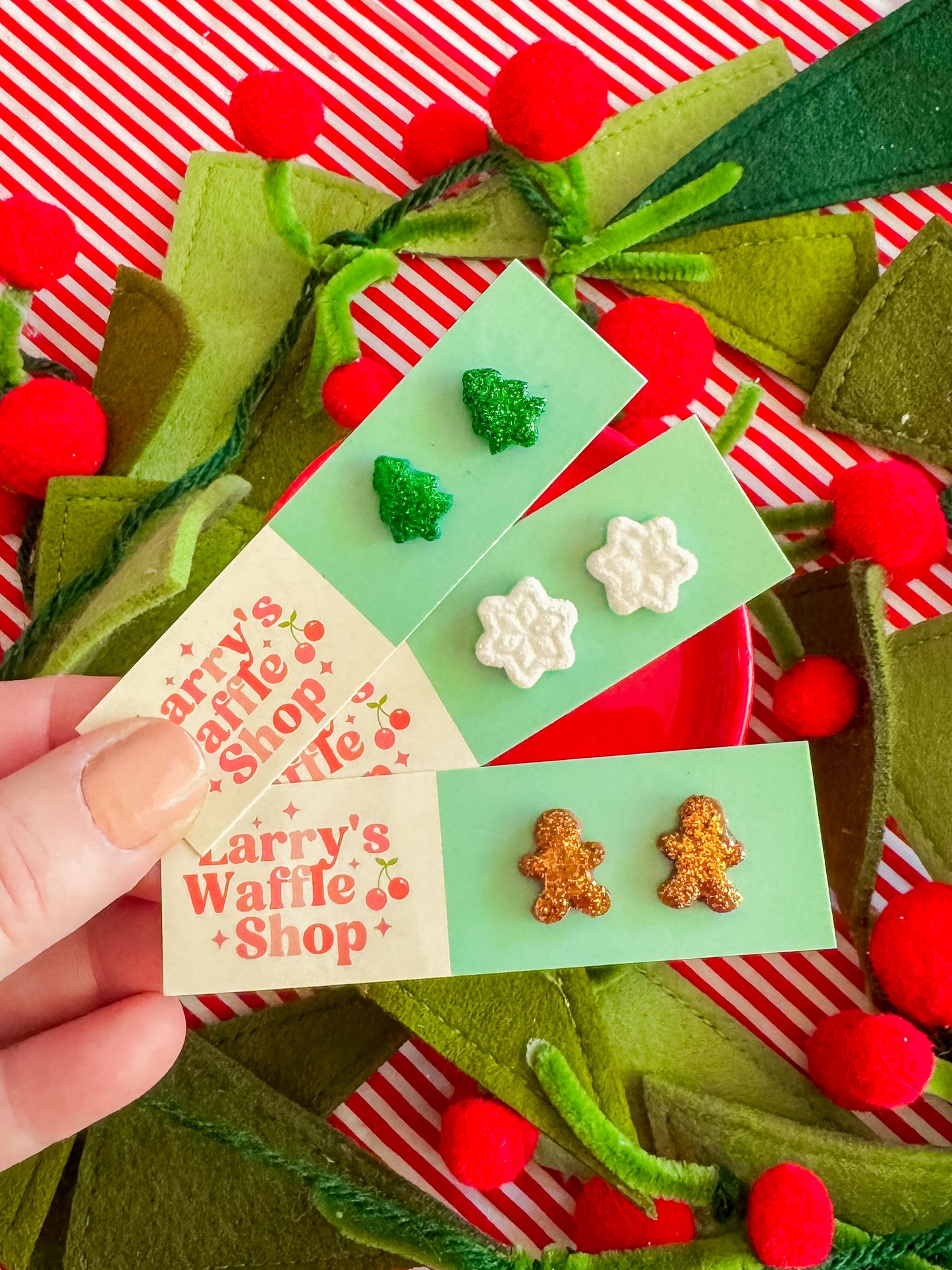 Glitter Christmas Studs | Clay Earrings
