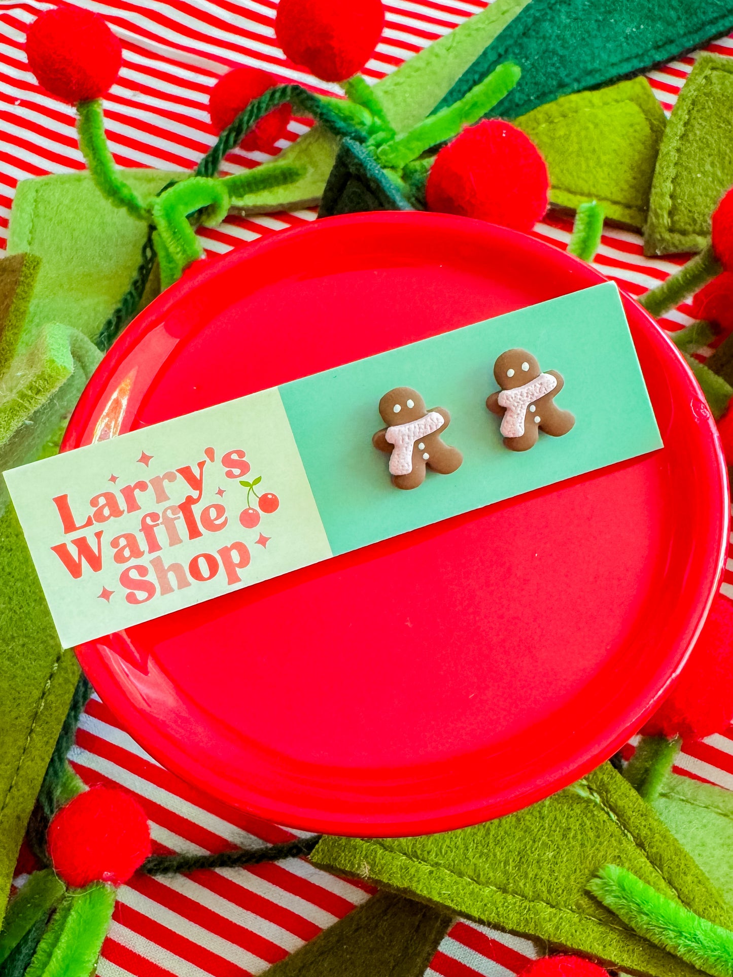 Gingerbread Studs | Clay Christmas Earrings
