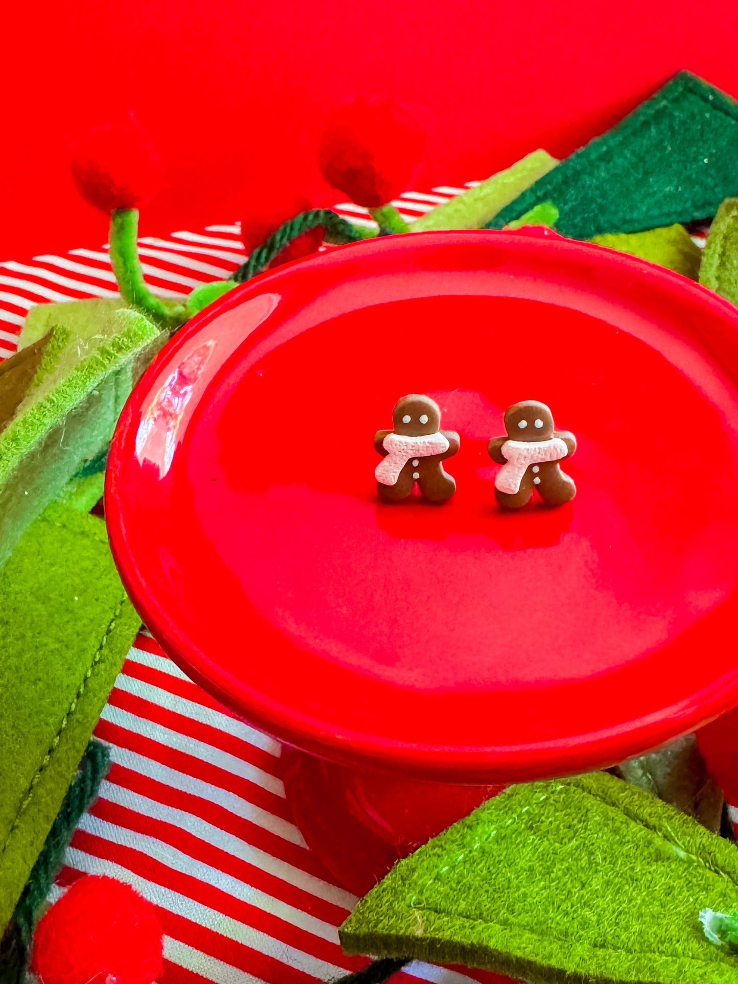 Gingerbread Studs | Clay Christmas Earrings
