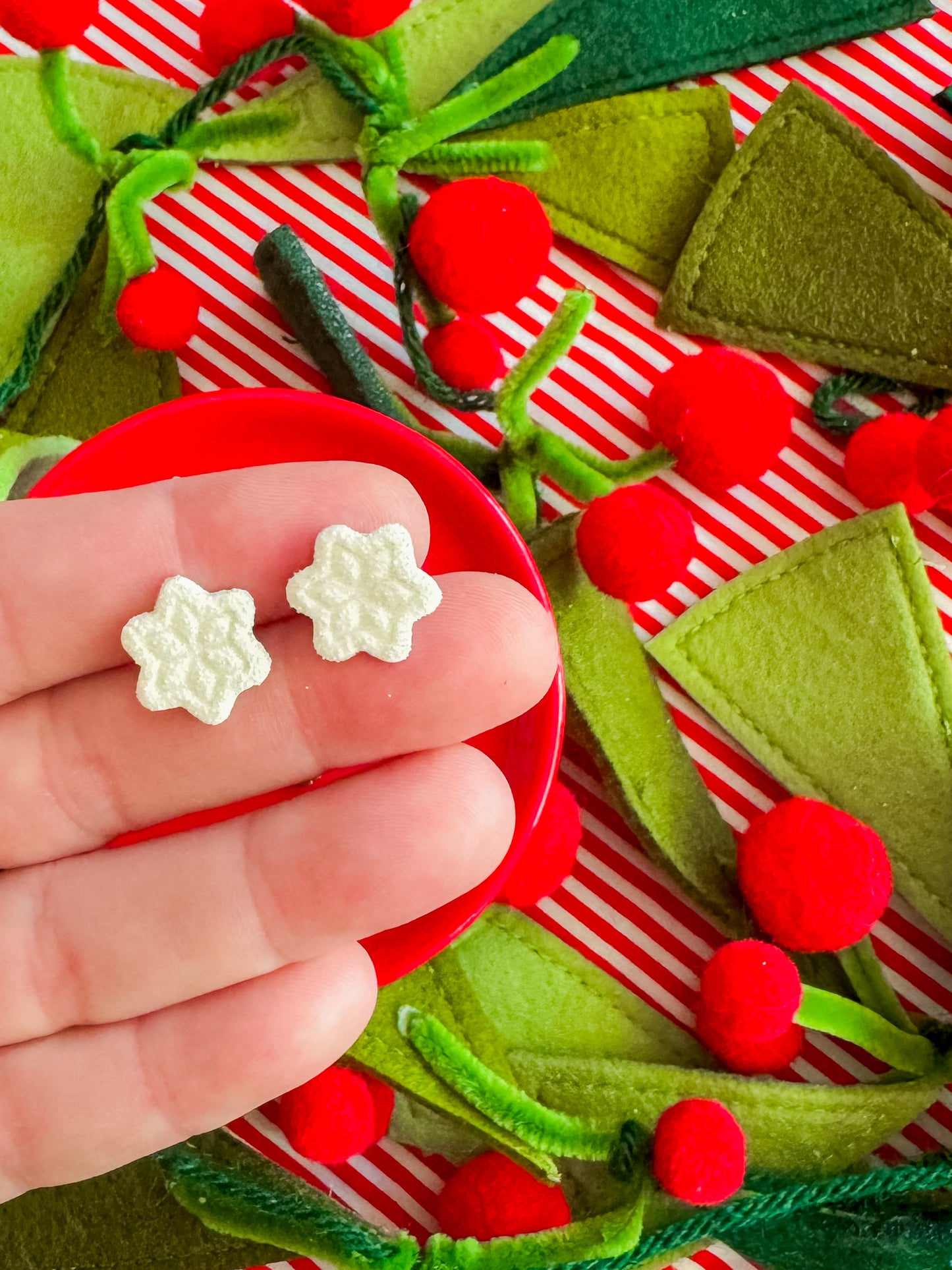 Glitter Christmas Studs | Clay Earrings