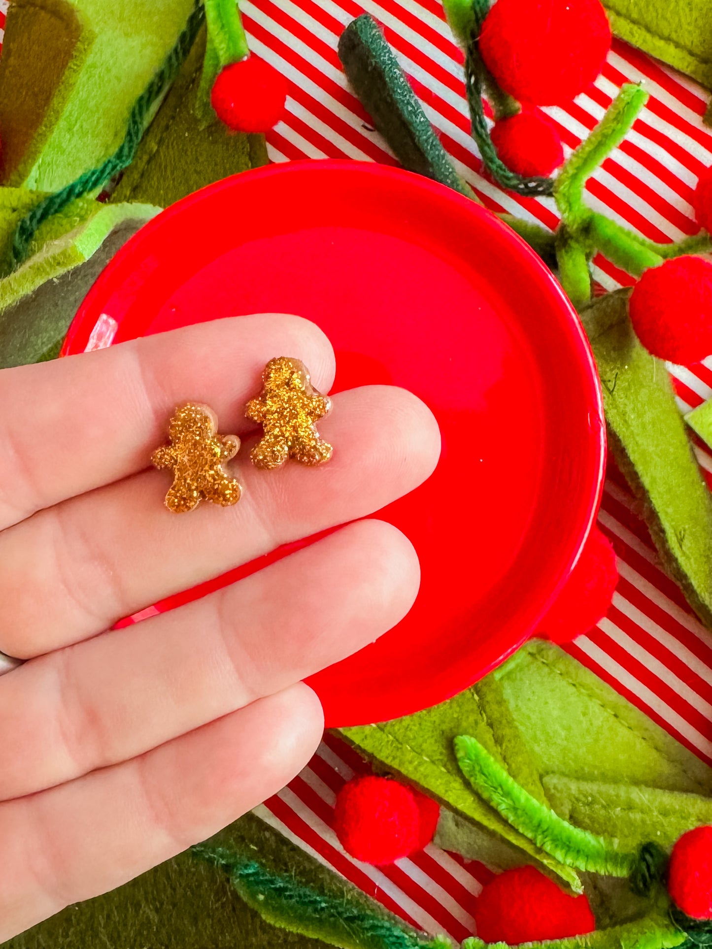 Glitter Christmas Studs | Clay Earrings
