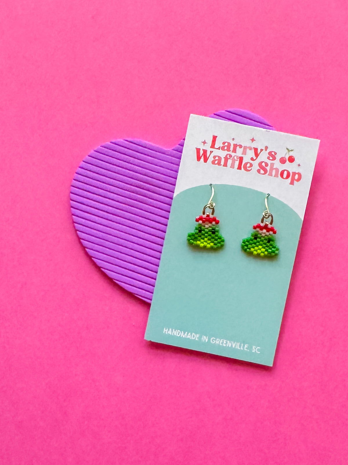 Beaded Frog Mushroom Earrings | Beaded Earrings