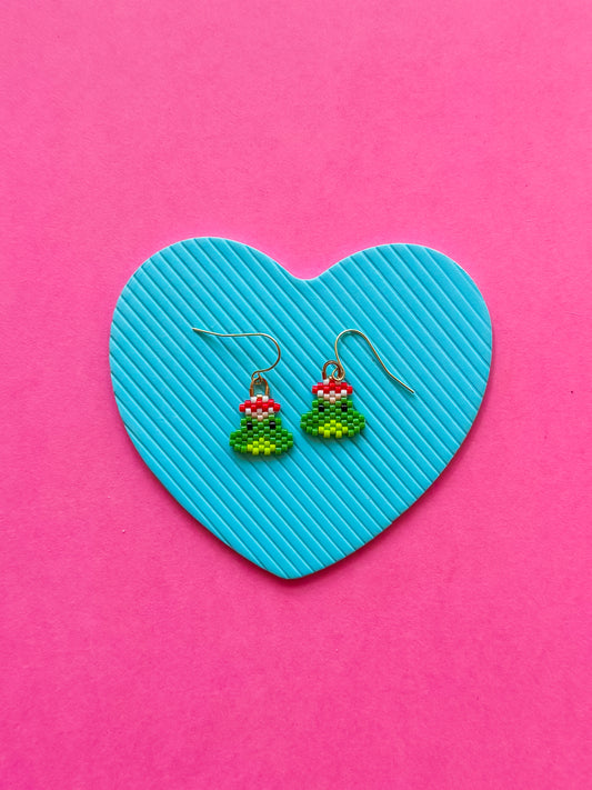 Beaded Frog Mushroom Earrings | Beaded Earrings