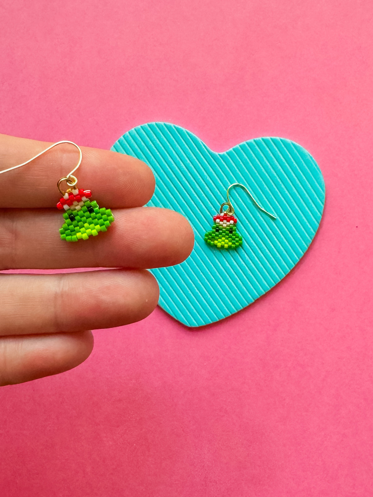 Beaded Frog Mushroom Earrings | Beaded Earrings