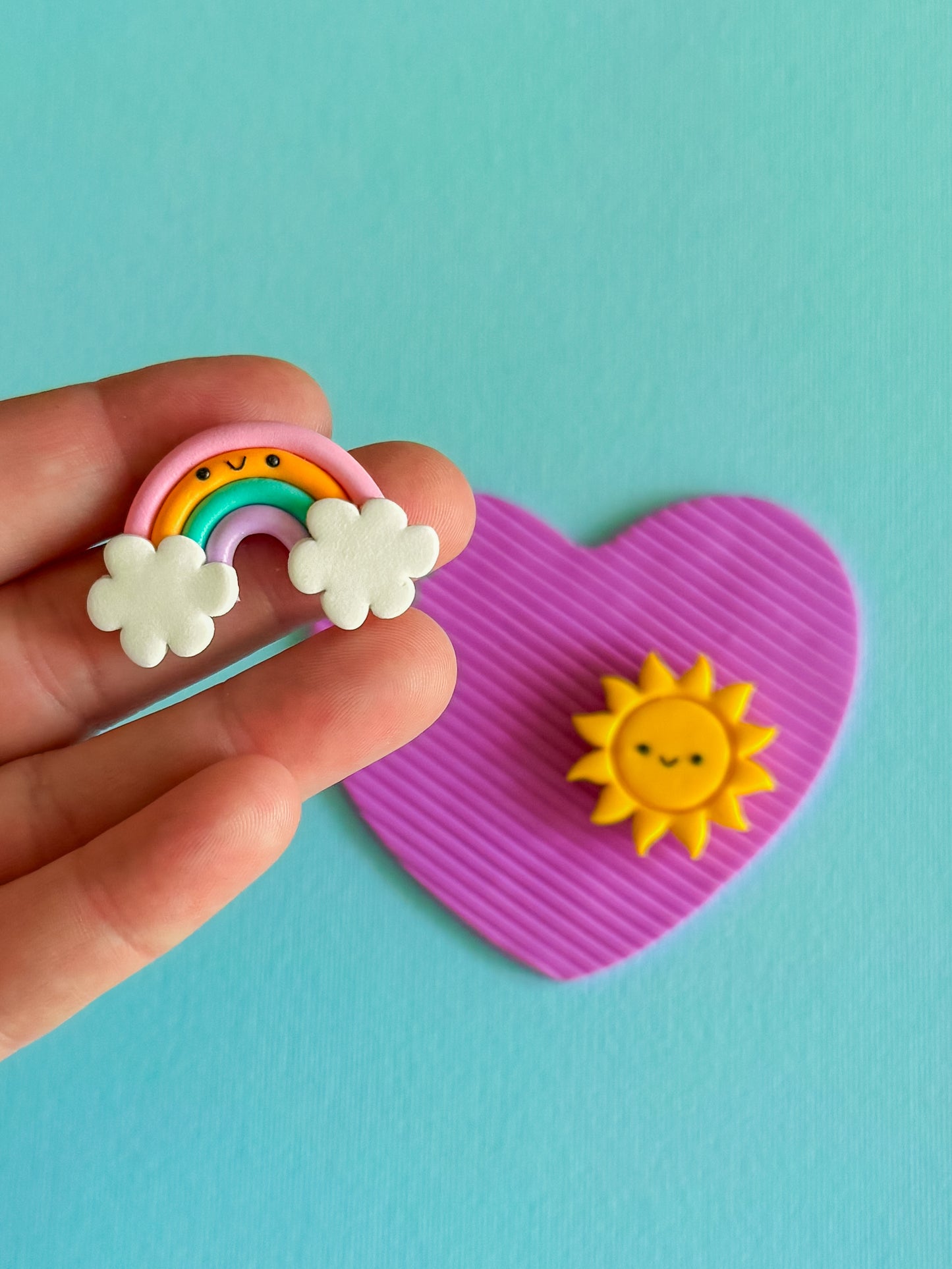 Rainbow + Sun Magnet Set | Polymer Clay Magnets