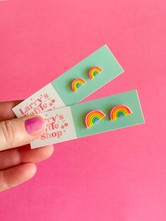 Pastel Rainbow Stud Earrings | Clay Earrings