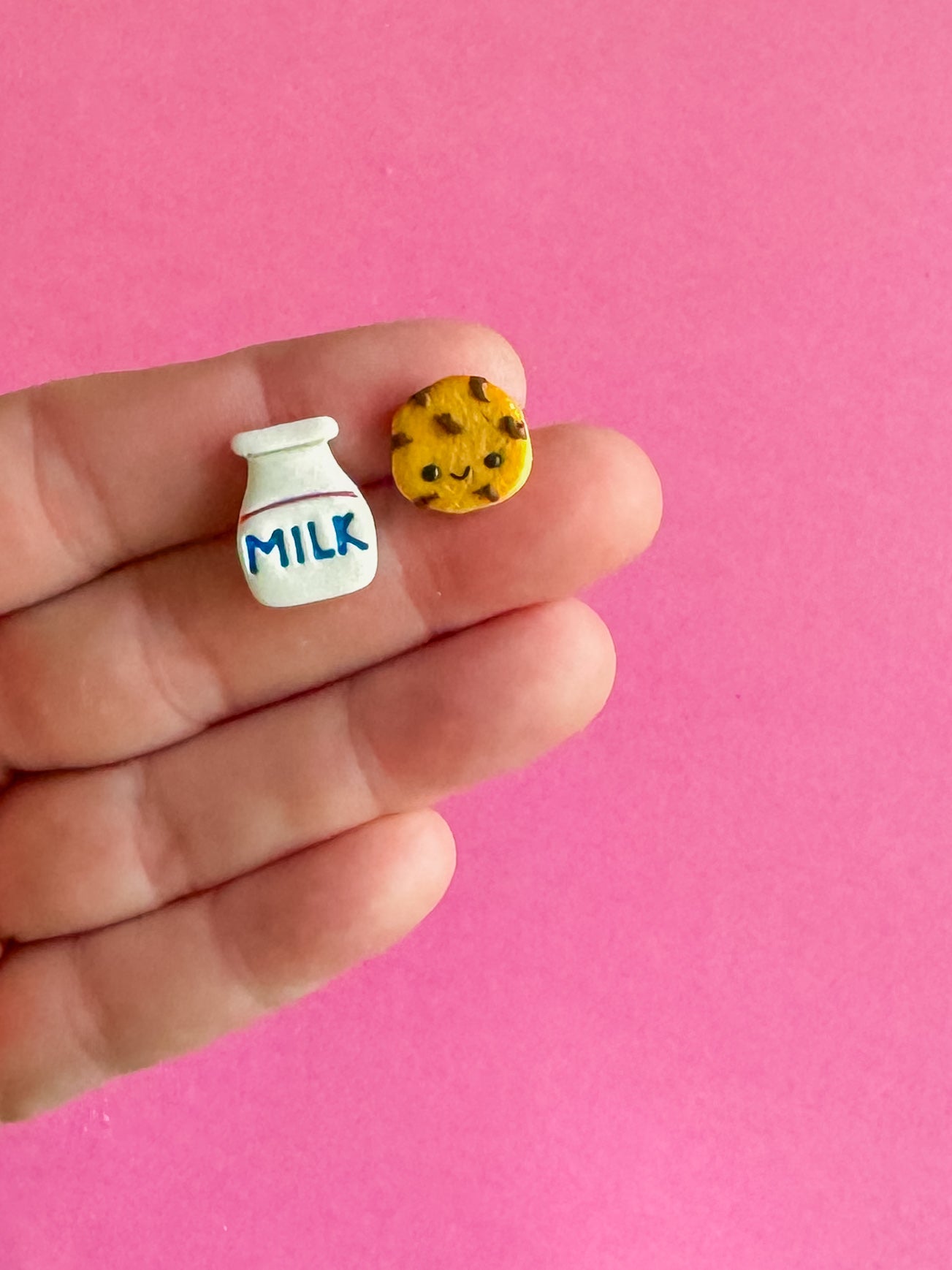 Milk + Cookie Stud Earrings | Polymer Clay Earrings