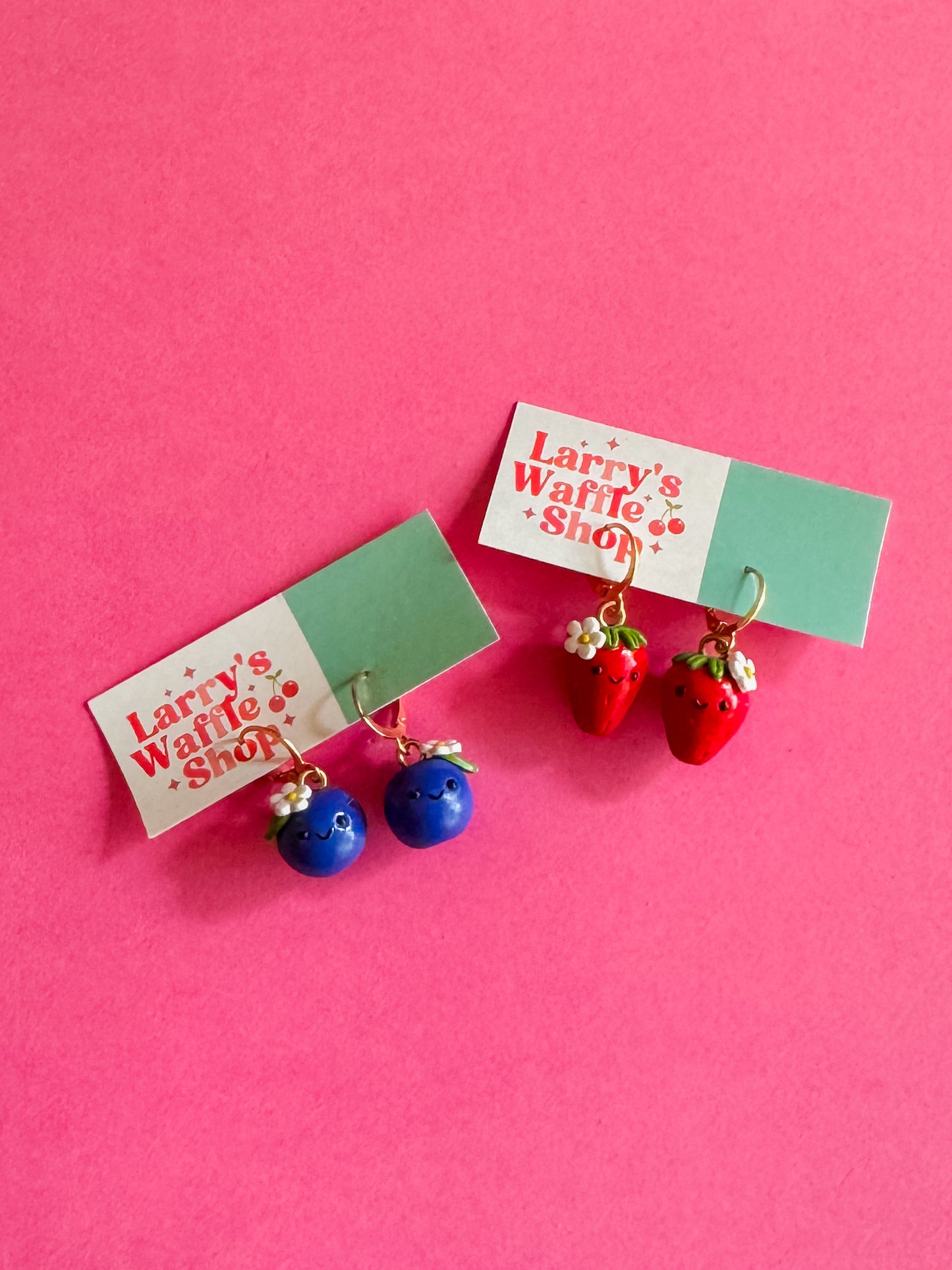 Strawberry + Blueberry Garden | Polymer Clay Earrings