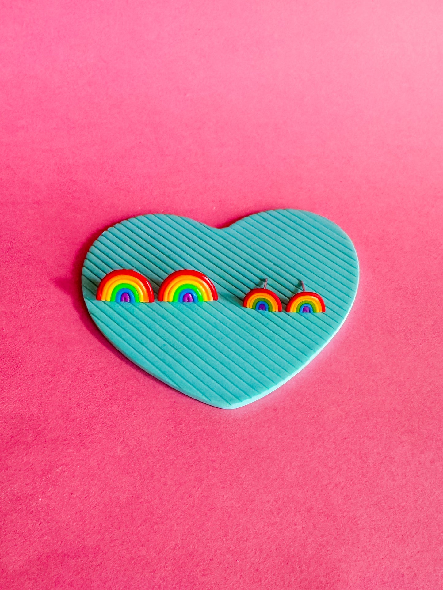 Rainbow Stud Earrings | Clay Earrings