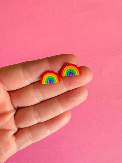 Rainbow Stud Earrings | Clay Earrings