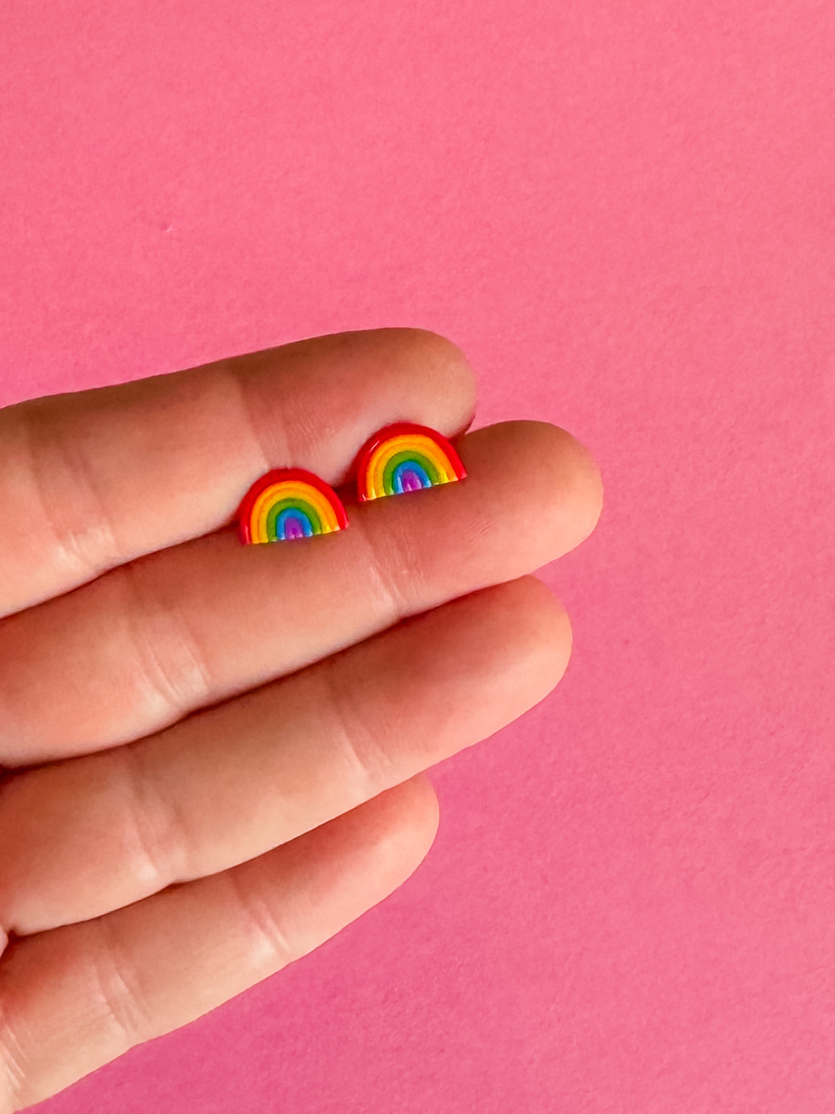 Rainbow Stud Earrings | Clay Earrings