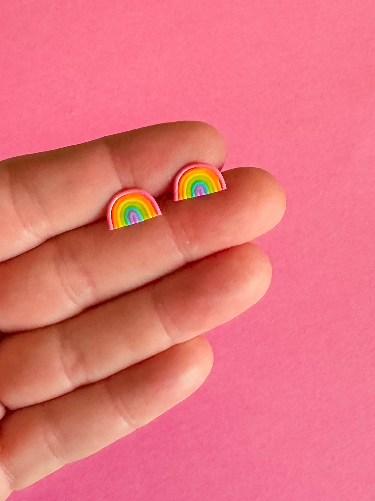 Pastel Rainbow Stud Earrings | Clay Earrings